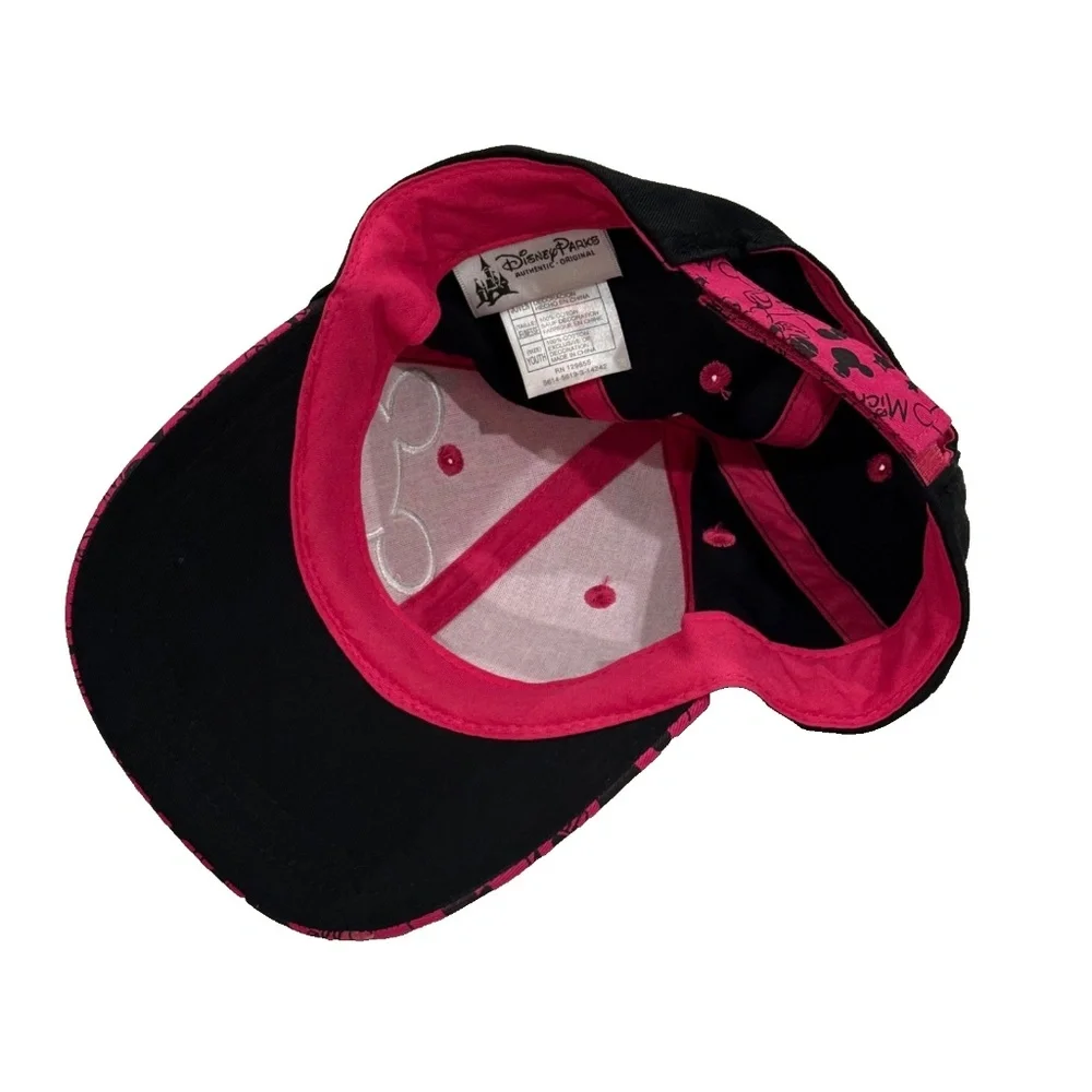 Disney Parks Black/Pink Mickey Baseball Cap Rhinestone Sparkle Mickey Size Youth
